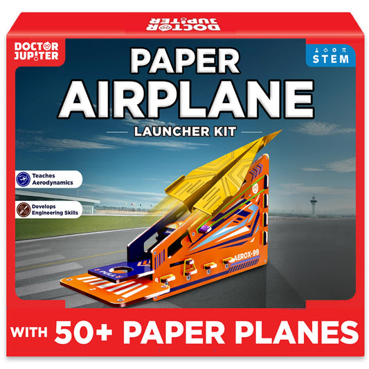 Doctor Jupiter Paper Airplane Kit launcher ready for fast, classroom-friendly flights.