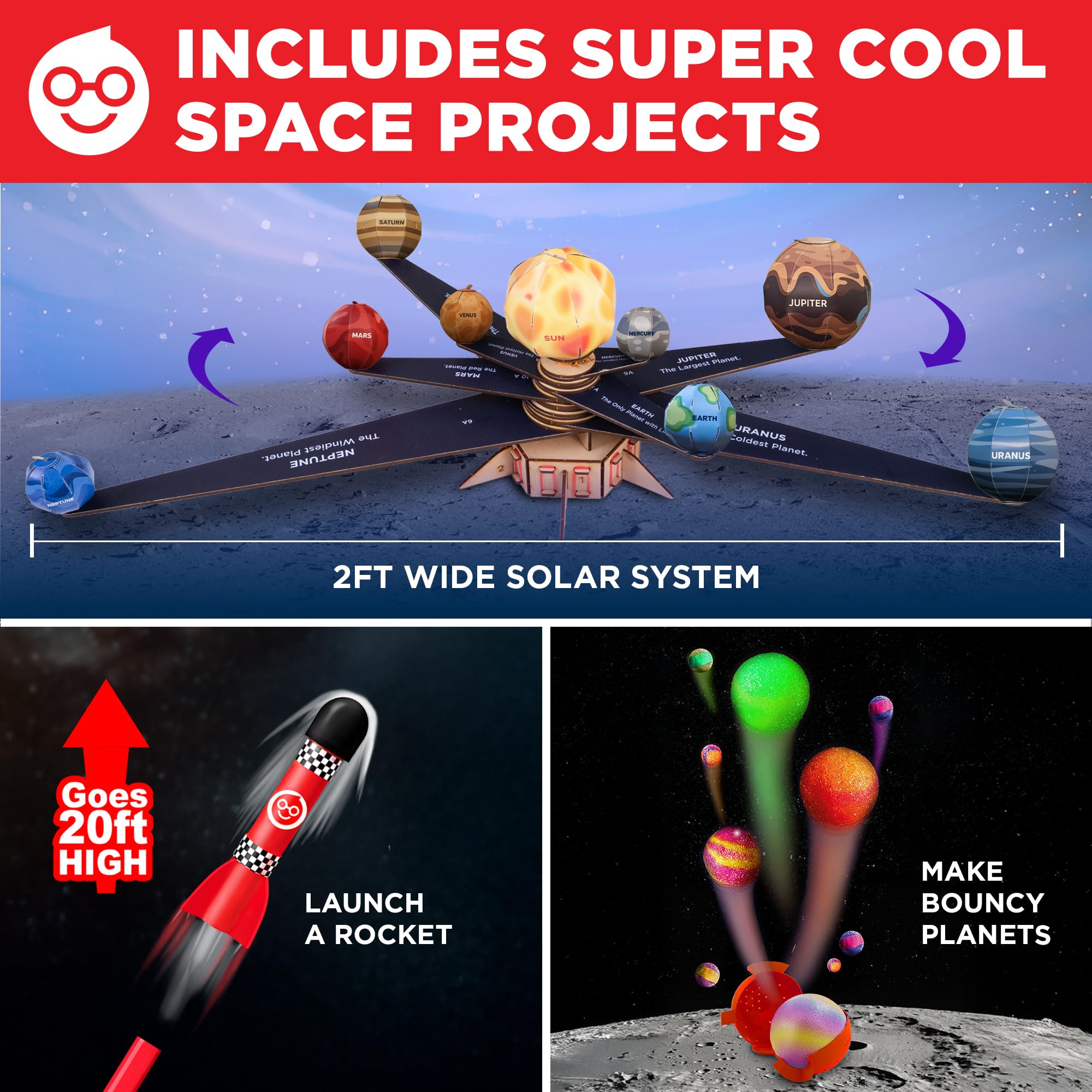 Doctor Jupiter Rocket launch with air pressure activity visuals and kid-safe parts