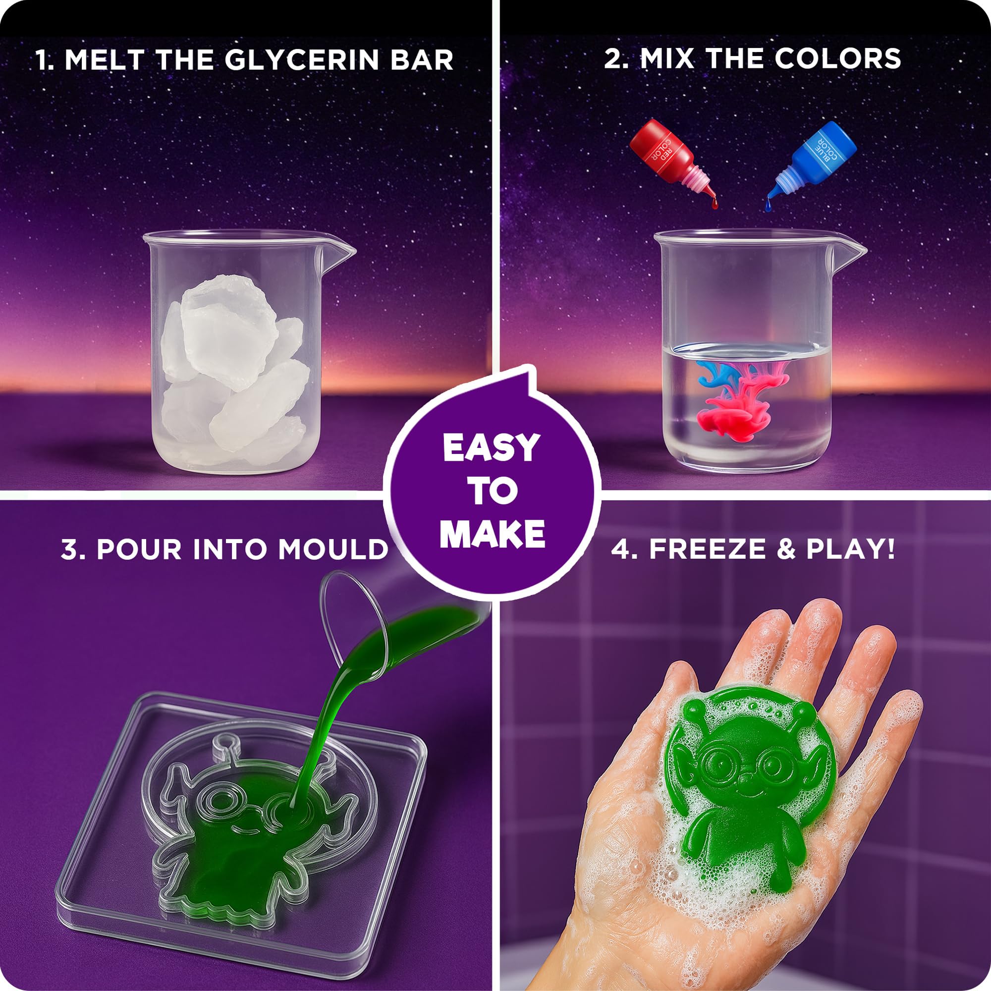 Color mixing adventure with Doctor Jupiter Space Super Soaps for creative play