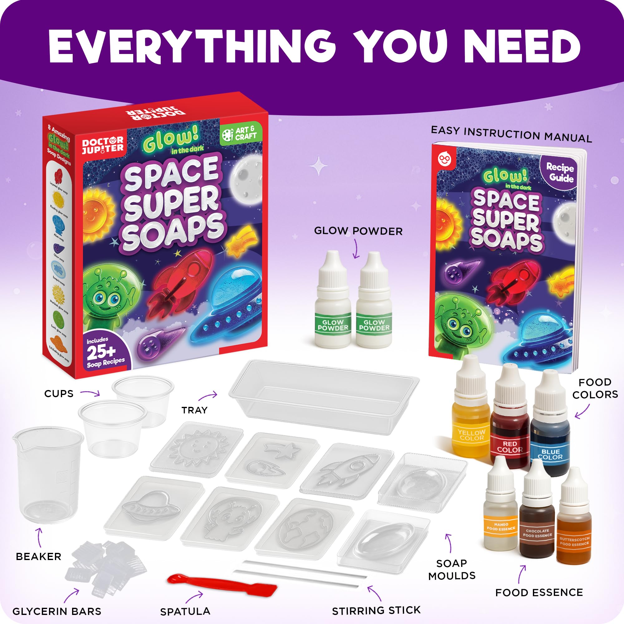 Wide assortment of molds in Doctor Jupiter Space Super Soaps set for space crafts