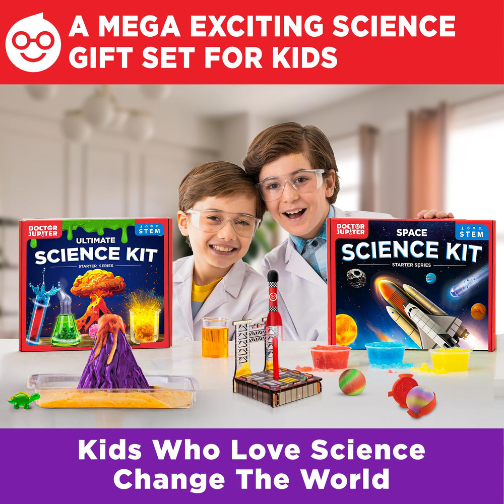 Doctor Jupiter Ultimate Science Kit color-changing volcano demo sparks scientific exploration.