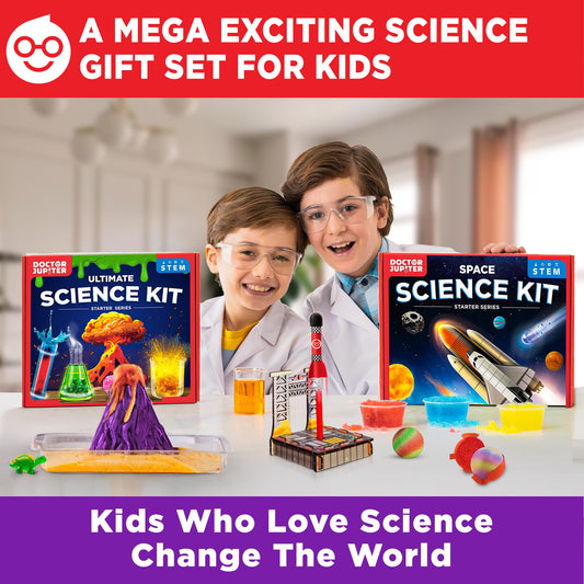 Doctor Jupiter Ultimate Science Kit color-changing volcano demo sparks scientific exploration.