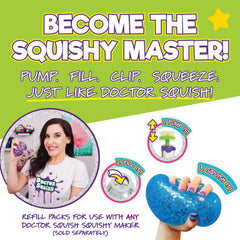 Doctor Squish glitter decorations add sparkle to unique squishy designs