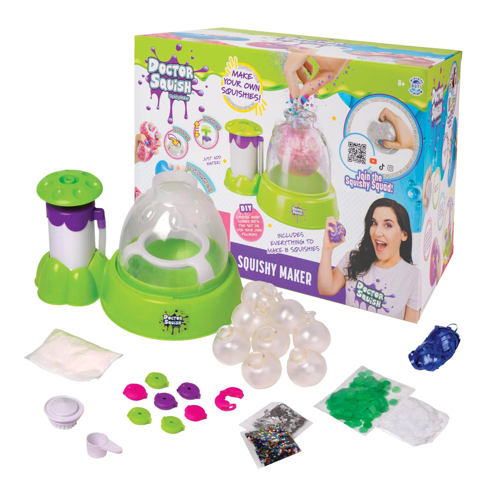 Doctor Squish Squishy Maker Station kit unboxing with tools for creative DIY squishies.