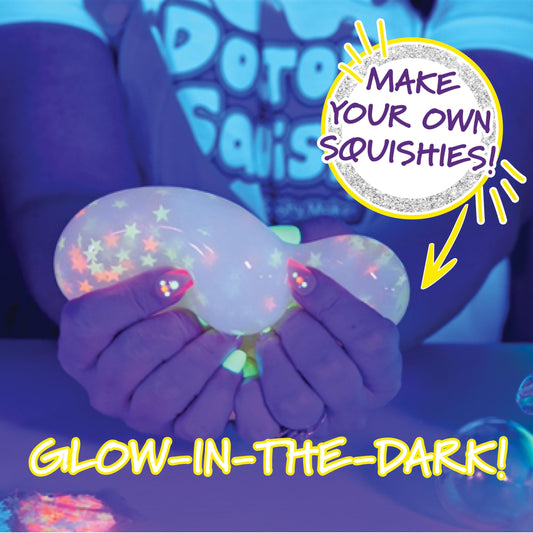 Neon Maker Station with spoon and clips enables mess-free squishy crafting