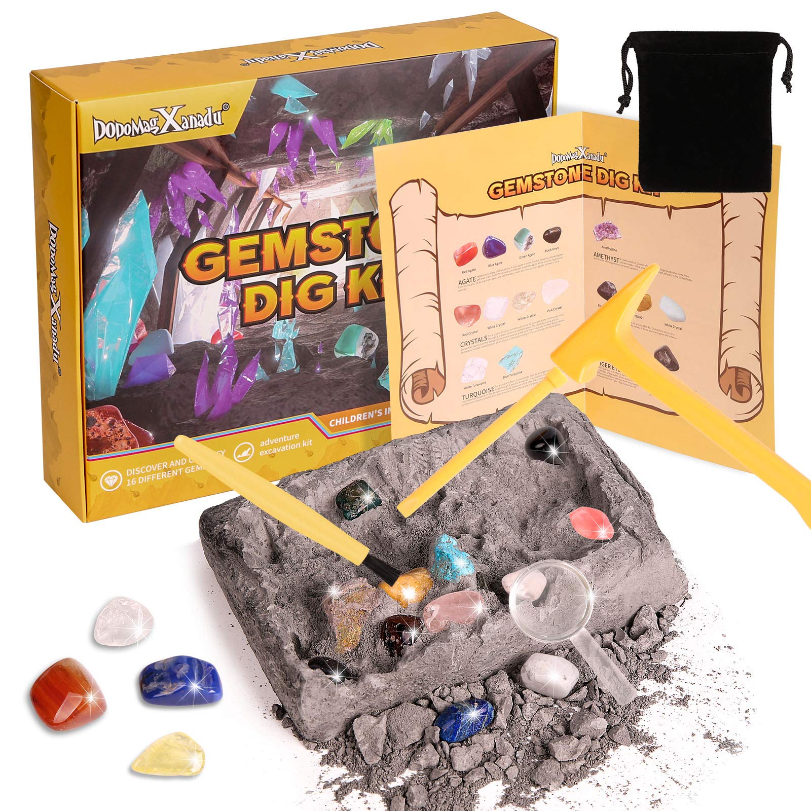 DoDoMagxanadu Gemstone Dig Kit brick hiding real stones for hands-on excavation