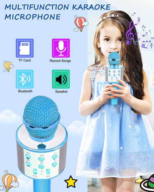 Dodosky 4-in-1 karaoke mic showcasing music, recording, Bluetooth, speaker.