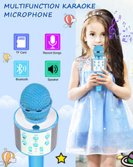 Dodosky 4-in-1 karaoke mic showcasing music, recording, Bluetooth, speaker.