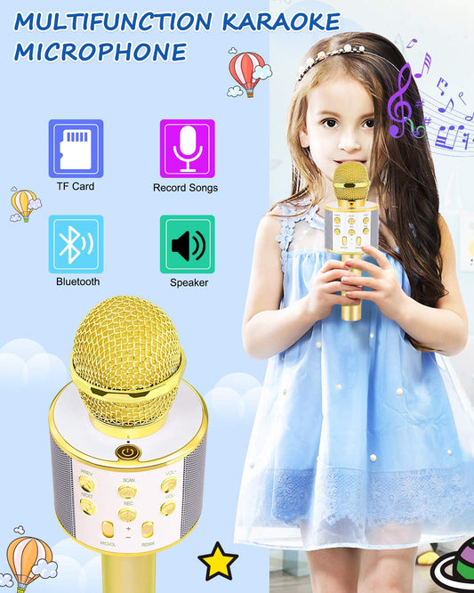 Dodosky handheld gold karaoke microphone for easy grip during sing-alongs