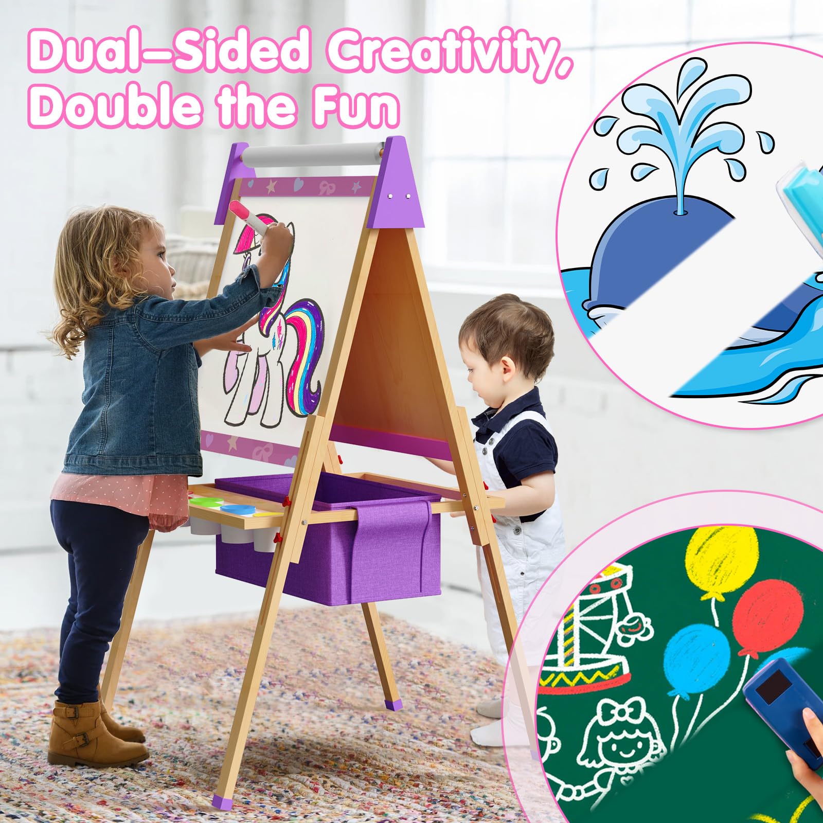 Doerpuz adjustable-height mechanism supports growth from toddler to older child.