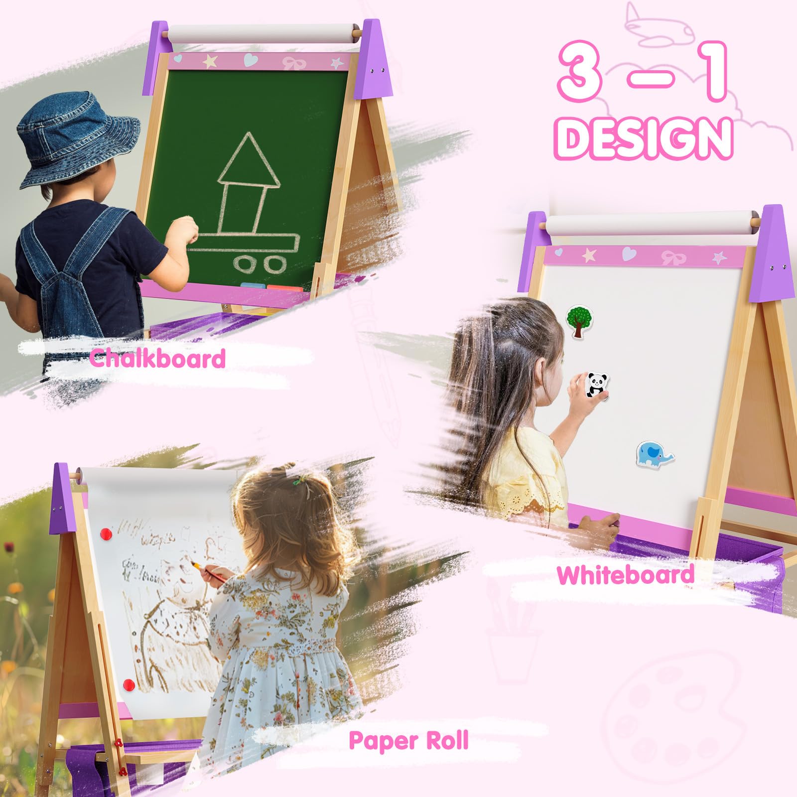 Doerpuz whiteboard easel ready for writing and drawing practice.