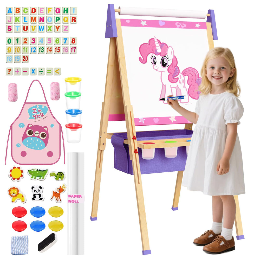 Doerpuz wooden-frame art easel with smooth finish for safe, creative play at home.