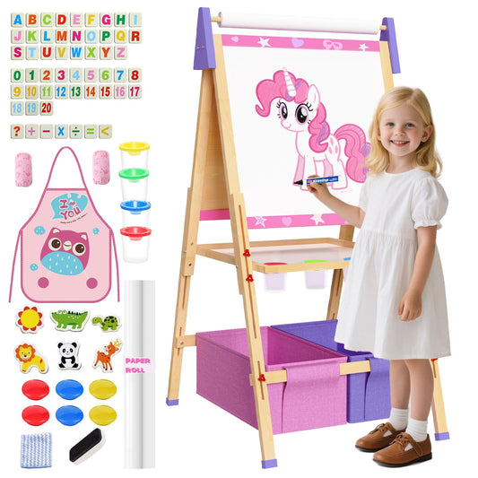 Doerpuz Kids Art Easel Set chalkboard surface for imaginative drawing.