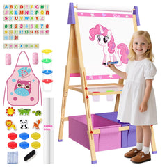 Doerpuz Kids Art Easel Set chalkboard surface for imaginative drawing.