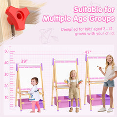 Doerpuz Kids Art Easel Set height-adjustable design grows with children.