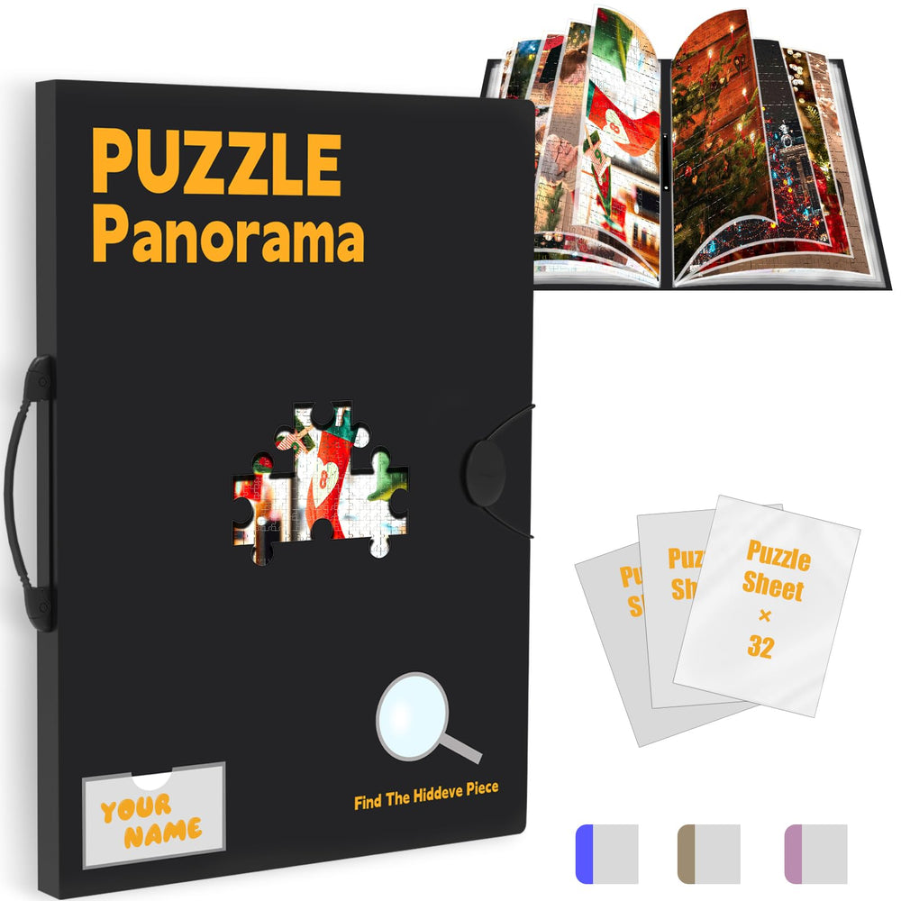 Doerpuz puzzle storage with central mesh window displaying a puzzle front page.