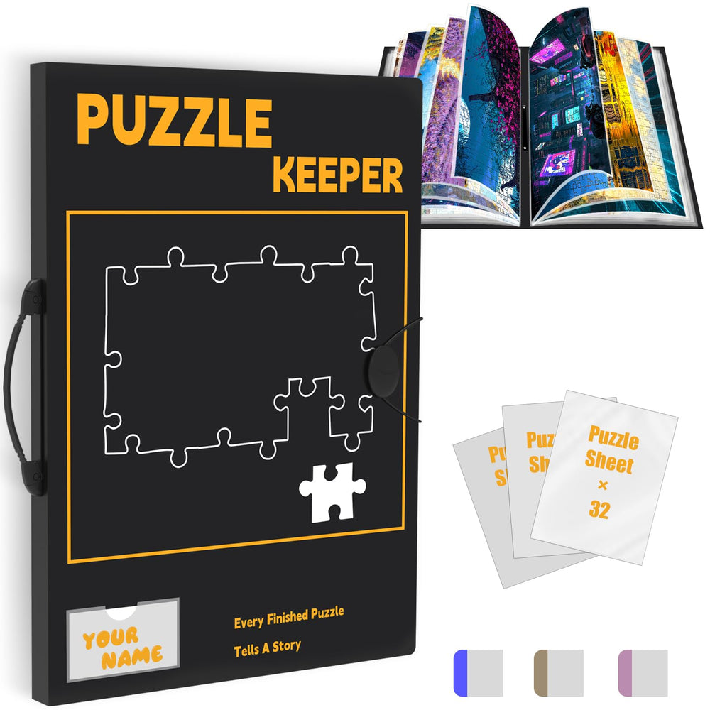 Doerpuz puzzle storage folder with labeling tabs for quick access and organization.