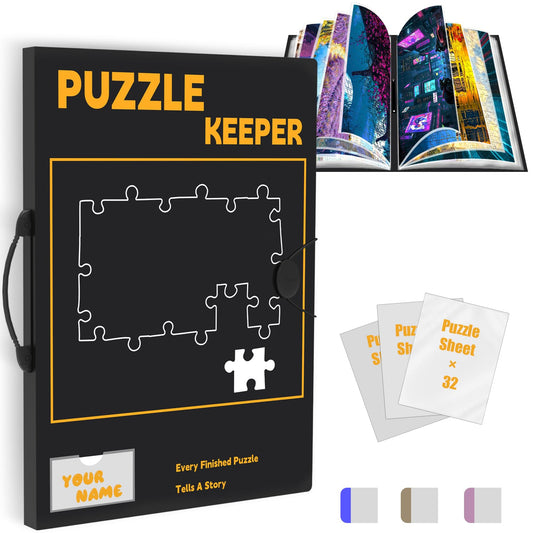 Doerpuz puzzle storage folder with labeling tabs for quick access and organization.