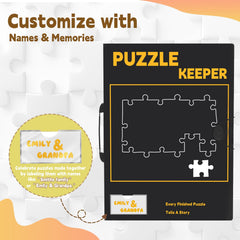 Doerpuz folder uses rubber cord closure to keep puzzles secure.