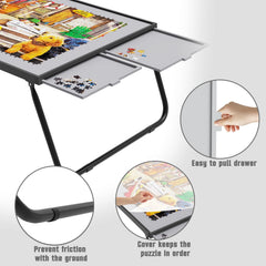 Doerpuz Puzzle Table uses metal-plastic frame for durability and light weight.