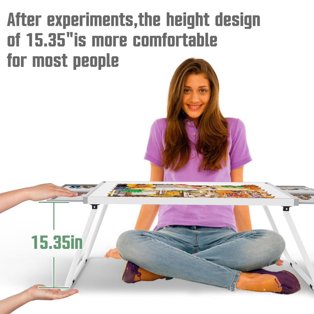Doerpuz Puzzle Table features U-shaped legs for stable setup on all floor types.