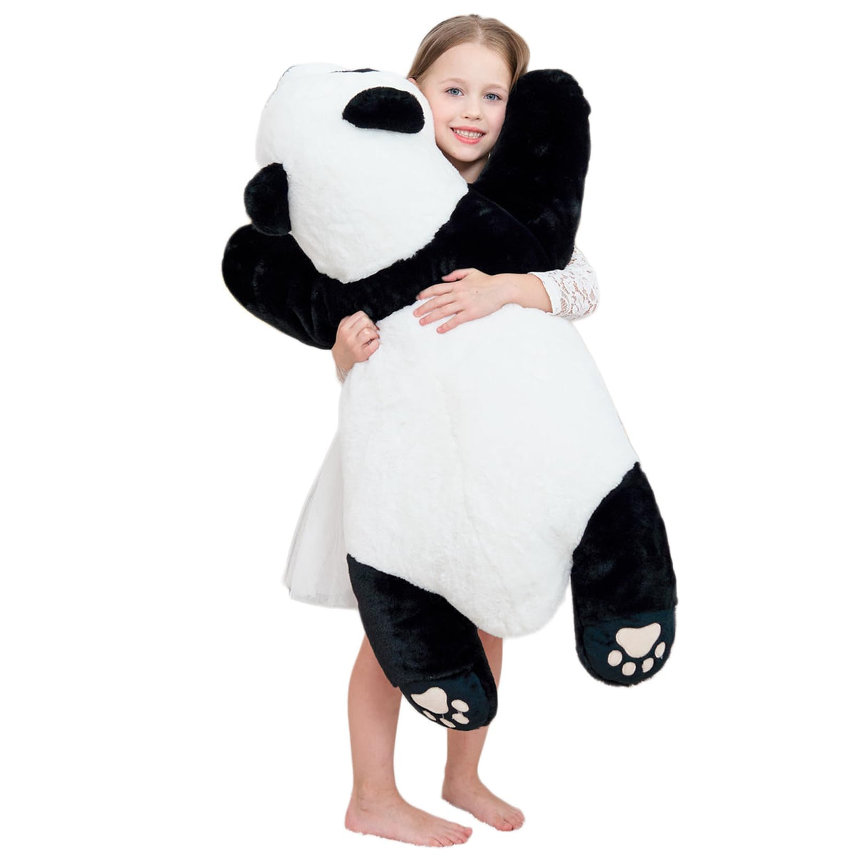 Doireum Giant Panda weighted plush pillow, front view, perfect for cozy hugs and decor.