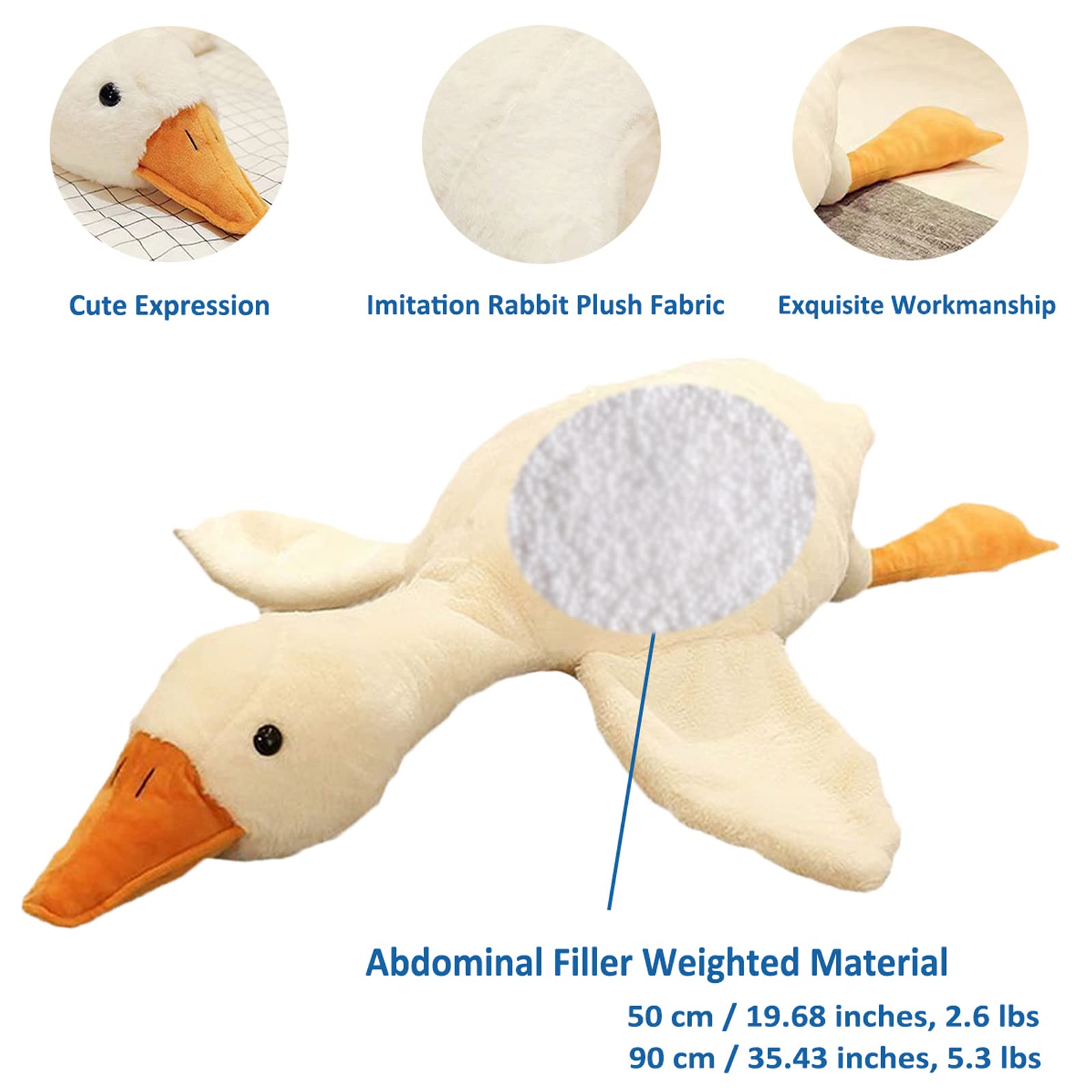 Doireum Swan weighted plush toy with abdomen zipper for easy cleaning