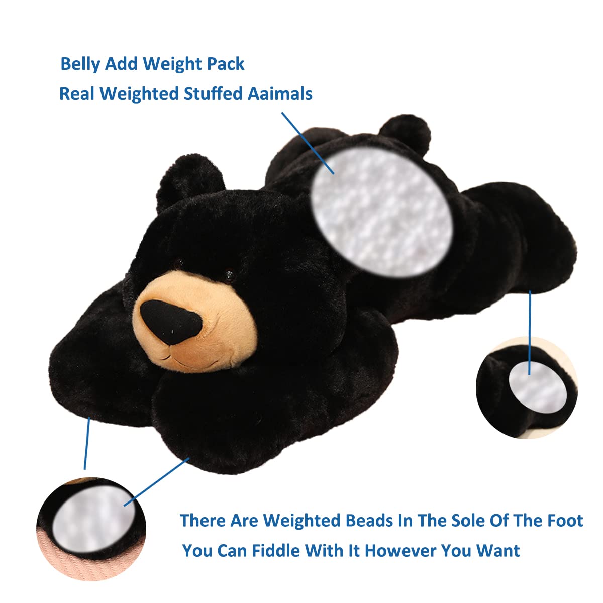 Doireum weighted bear plush, side view, versatile placement