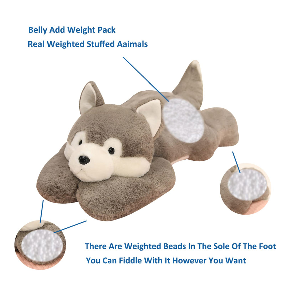 Doireum weighted husky plush 75cm side view highlighting durable stitching