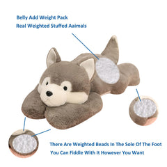 Doireum weighted husky plush 75cm side view highlighting durable stitching