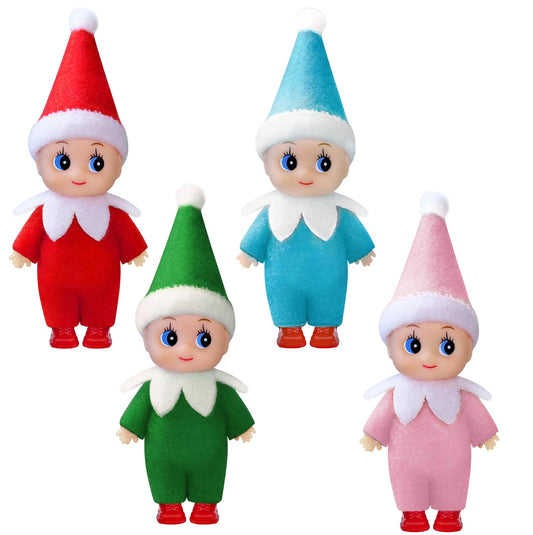 Dokeawo Christmas elf doll perched on a tree branch, infusing festive charm.