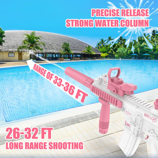 Dolanus Electric Water Gun long-range action up to 32 feet for dynamic outdoor battles.