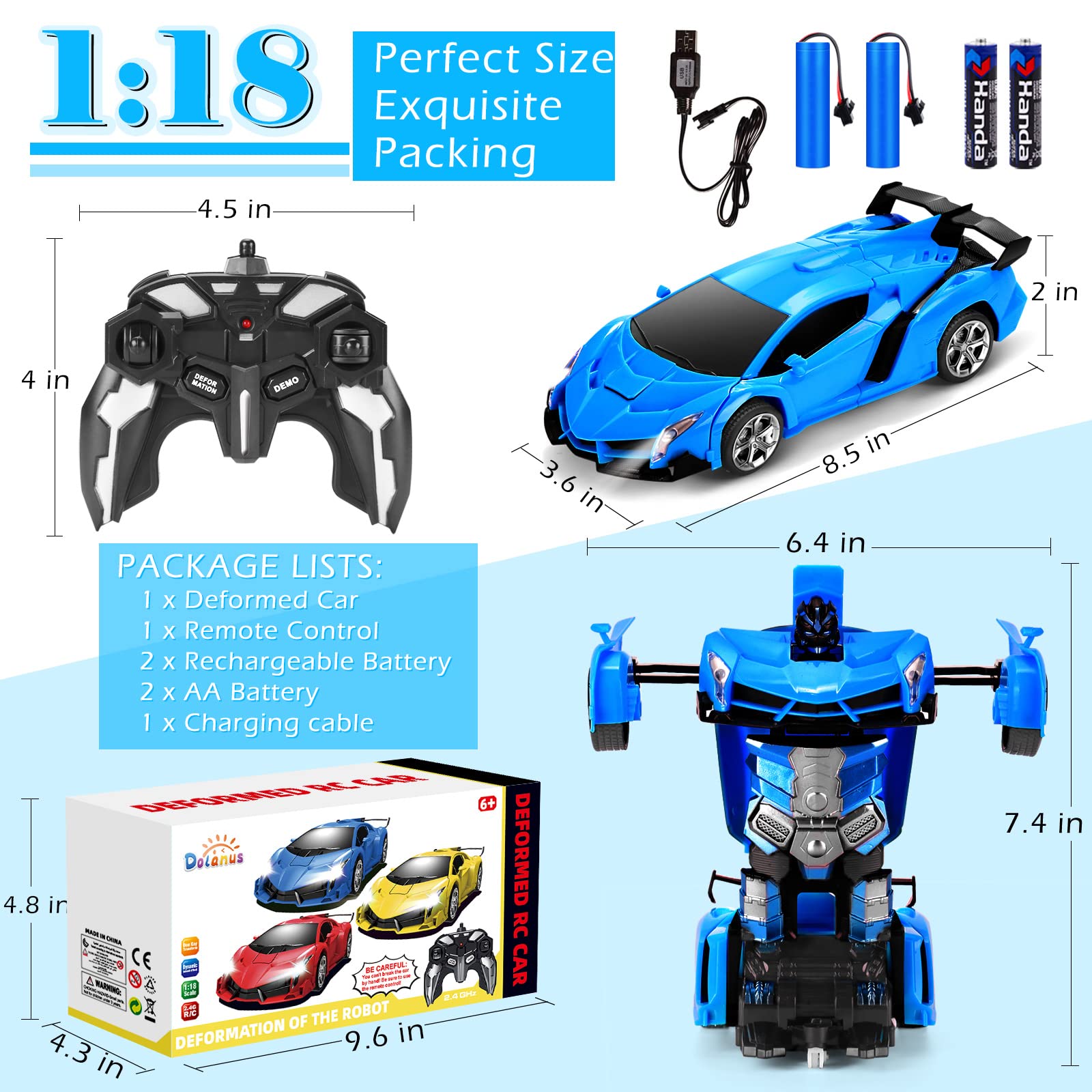 Dolanus 2.4GHz anti-jamming remote enables multi-car racing without interference.