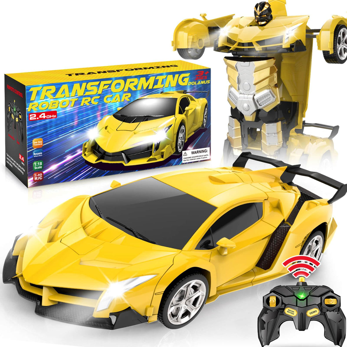 Dolanus remote-control car transforming to vehicle form for imaginative play