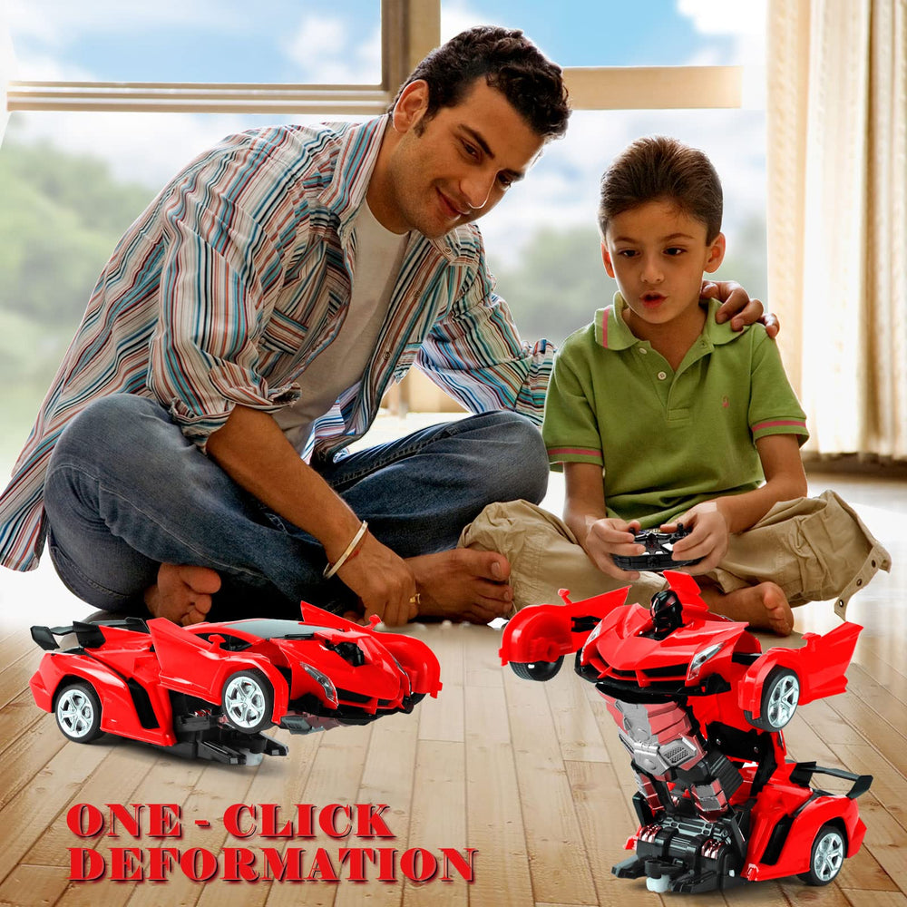 Dolanus remote-control car transform robot mode highlights quick transformation for imaginative play.