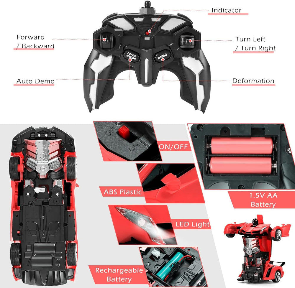 Dolanus remote-control car includes two AA batteries for the handheld controller.