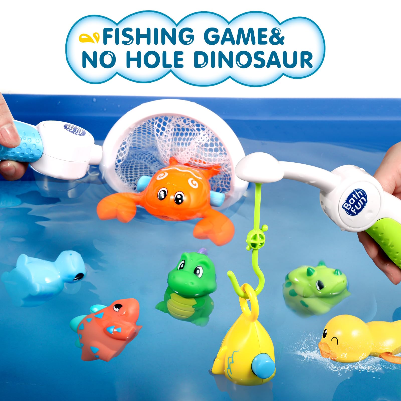 DOLIVE no-hole dinosaur toys float safely with easy clean design.