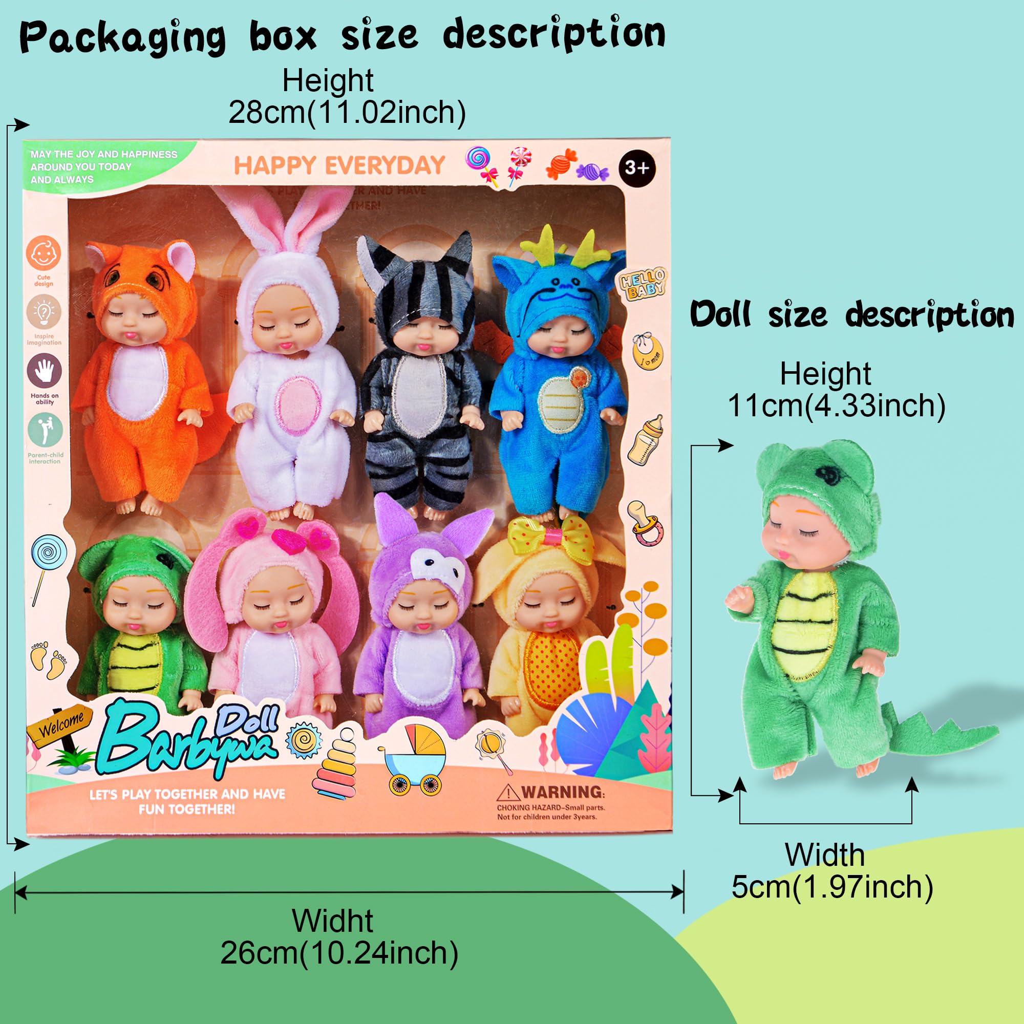 Dollbie 4-inch fox doll inspires pretend forest adventures with mix-and-match outfits.