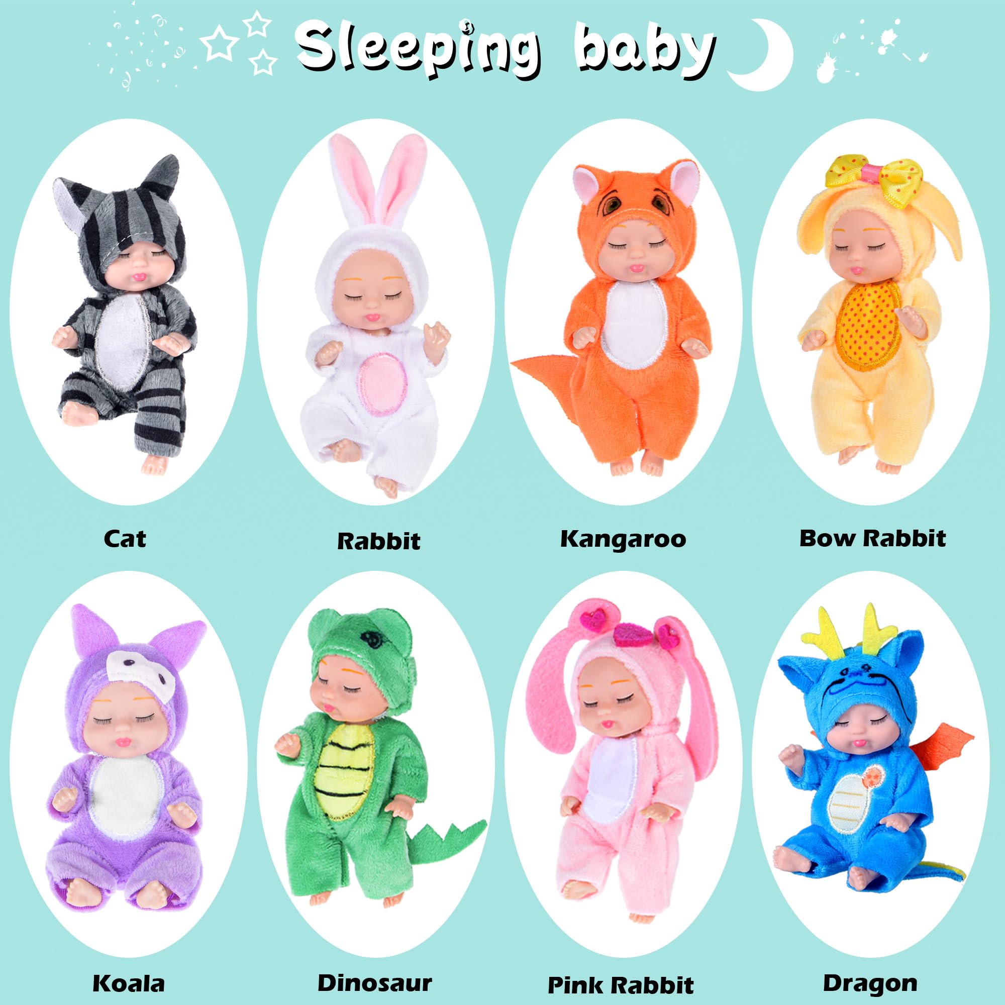 Dollbie 4-inch koala doll promotes nurturing play with adorable outfit details.