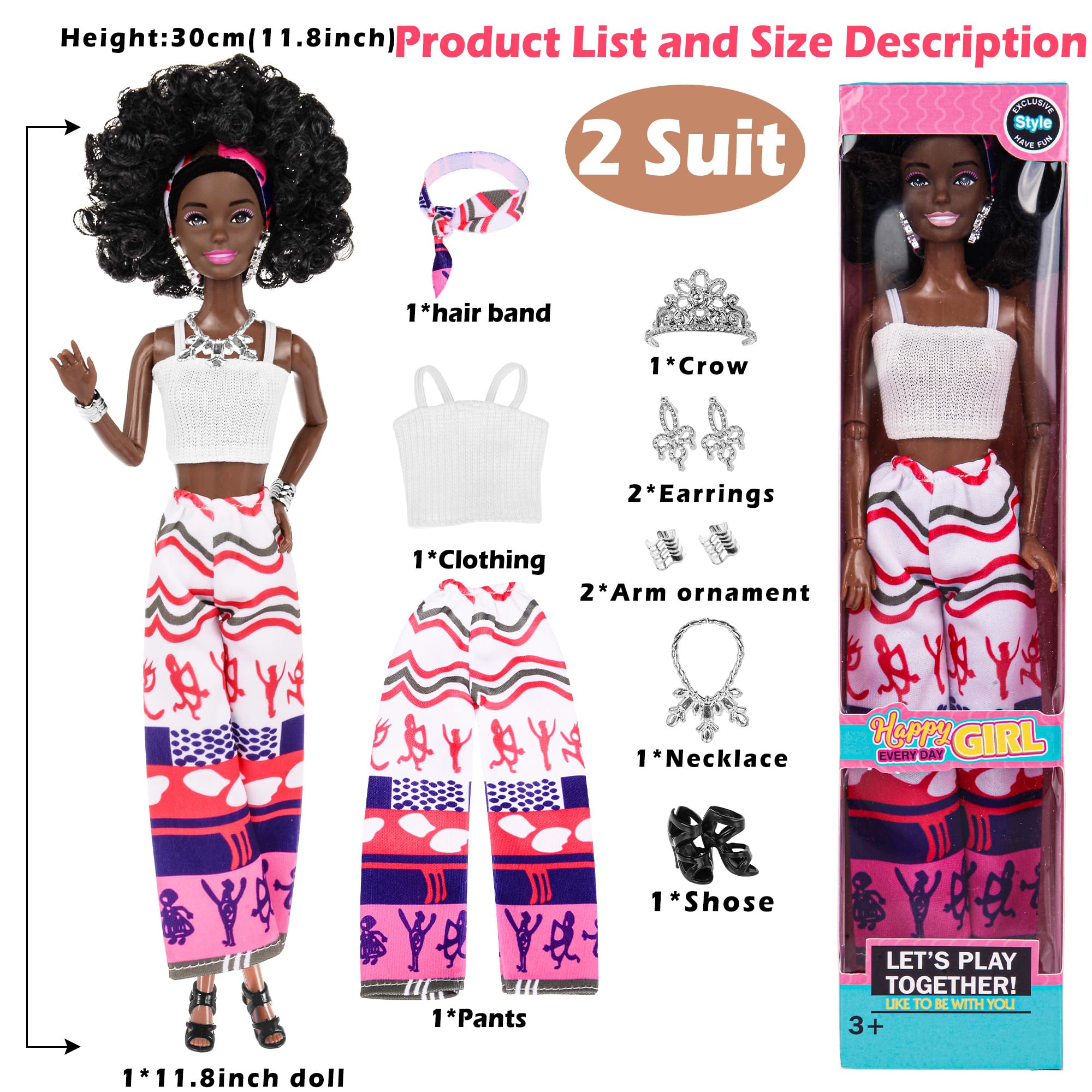 Dollbie accessories set includes crown, necklace, headscarf for versatile looks.
