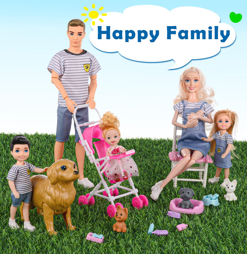 Dollbie Dolls Family Playset: puppies and dogs for pet care role-play and storytelling.