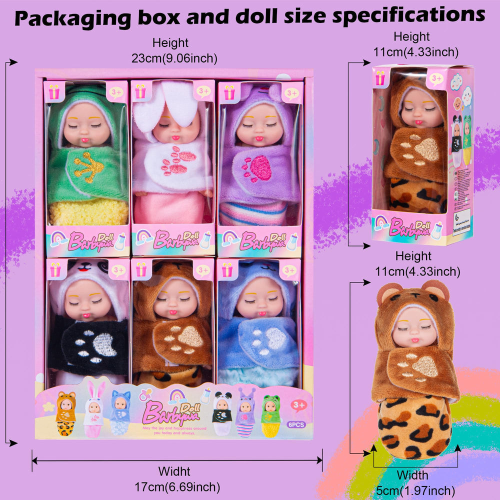 Dollbie rabbit mini doll in sleeping bag for snuggly storytelling.