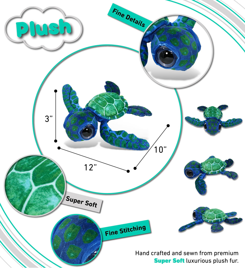DolliBu blue turtle plush ideal for travel companions and on-the-go comfort