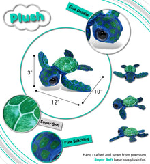 DolliBu blue turtle plush ideal for travel companions and on-the-go comfort