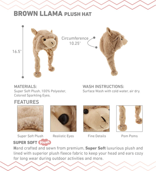 DolliBu brown llama plush hat ears close-up highlights moving ears for cosplay