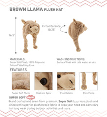 DolliBu brown llama plush hat ears close-up highlights moving ears for cosplay