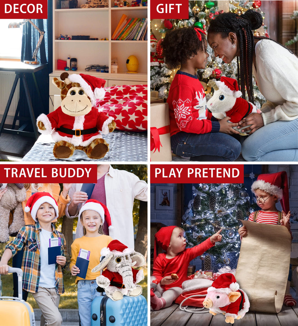 DolliBu large Santa clothes set on plush bear, turns toys into festive companions.