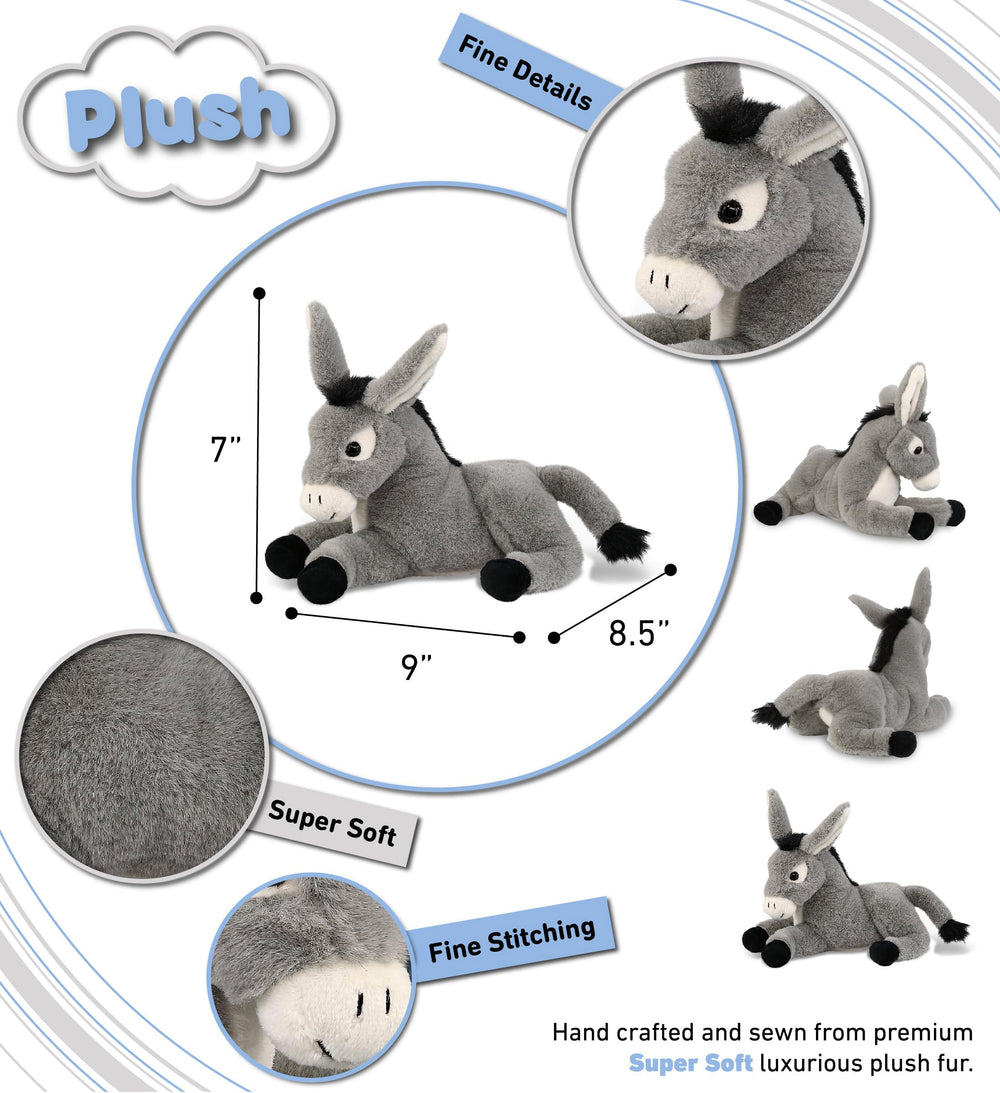 DolliBu laying donkey plush ears accentuate cute farm character