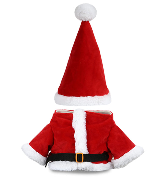 DolliBu Santa hat for stuffed animals, festive dress-up for plush toys.