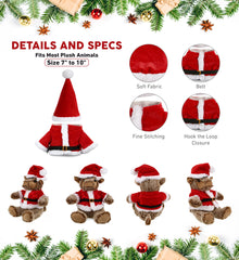 DolliBu Santa jacket with belt for teddy bears, easy holiday transformation.